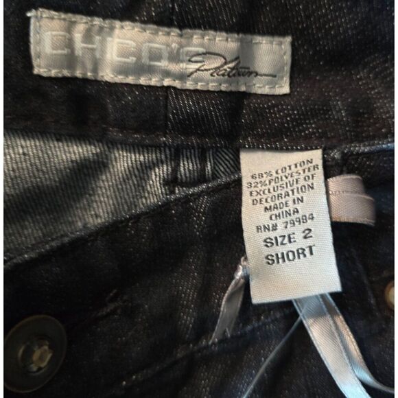 Chicos Modern Fit Straight Leg Dark Wash Embellished Pocket Jeans Size 2 Short - Picture 7 of 13